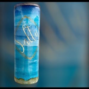 20 oz Salty beach tumbler hand painted